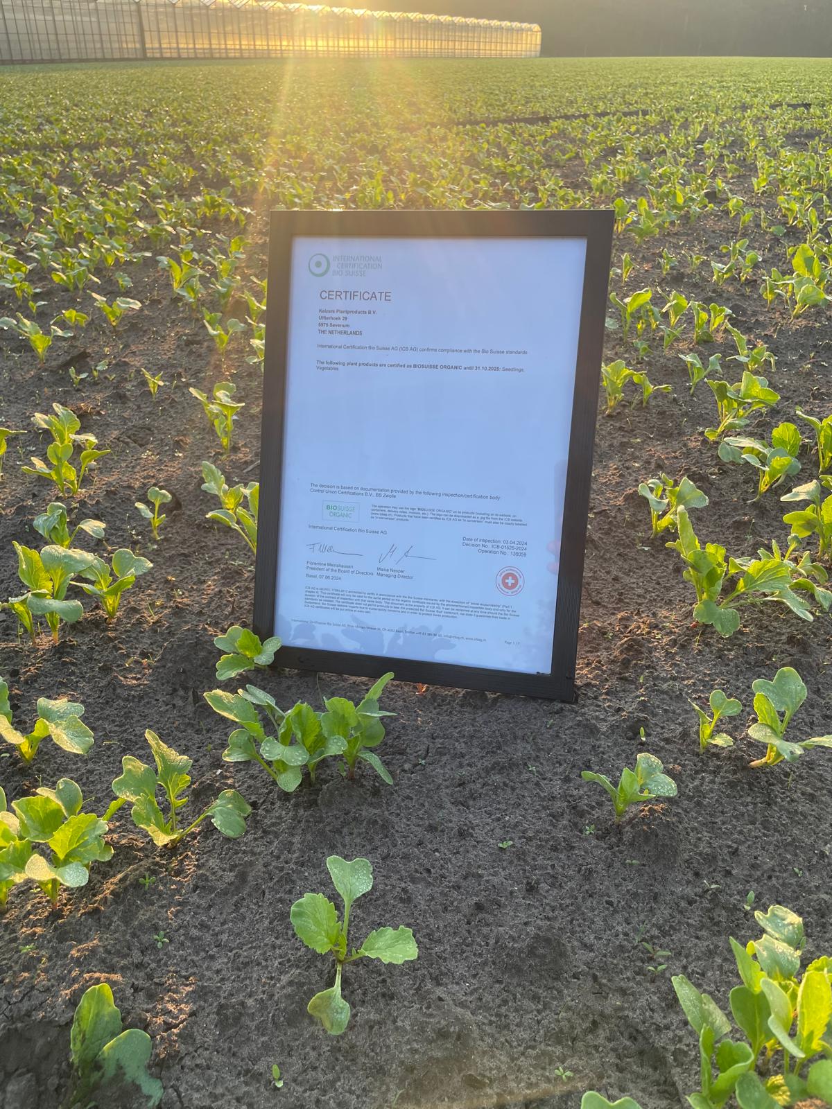 Certificaat van Bio Suisse op het veld! 